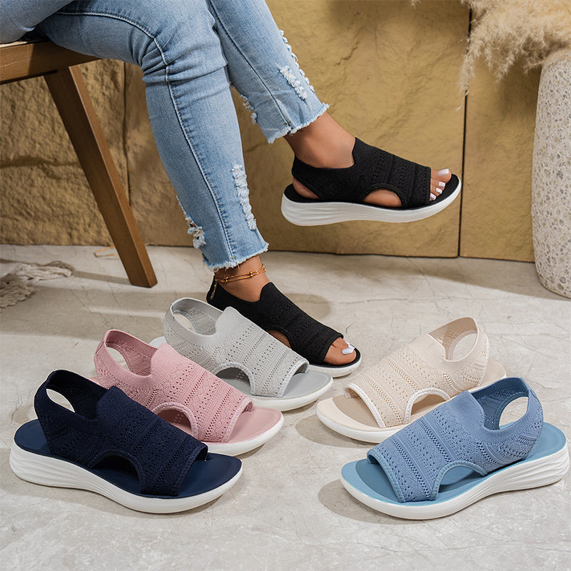 Zina | Atmungsaktive Damen Plateausandalen aus Strickmaterial