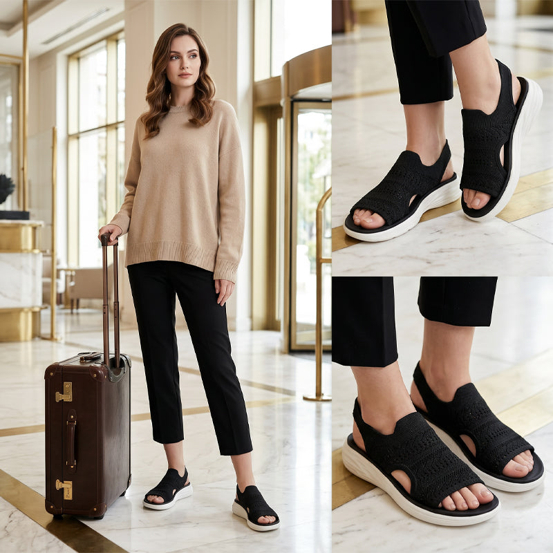 Zina | Atmungsaktive Damen Plateausandalen aus Strickmaterial