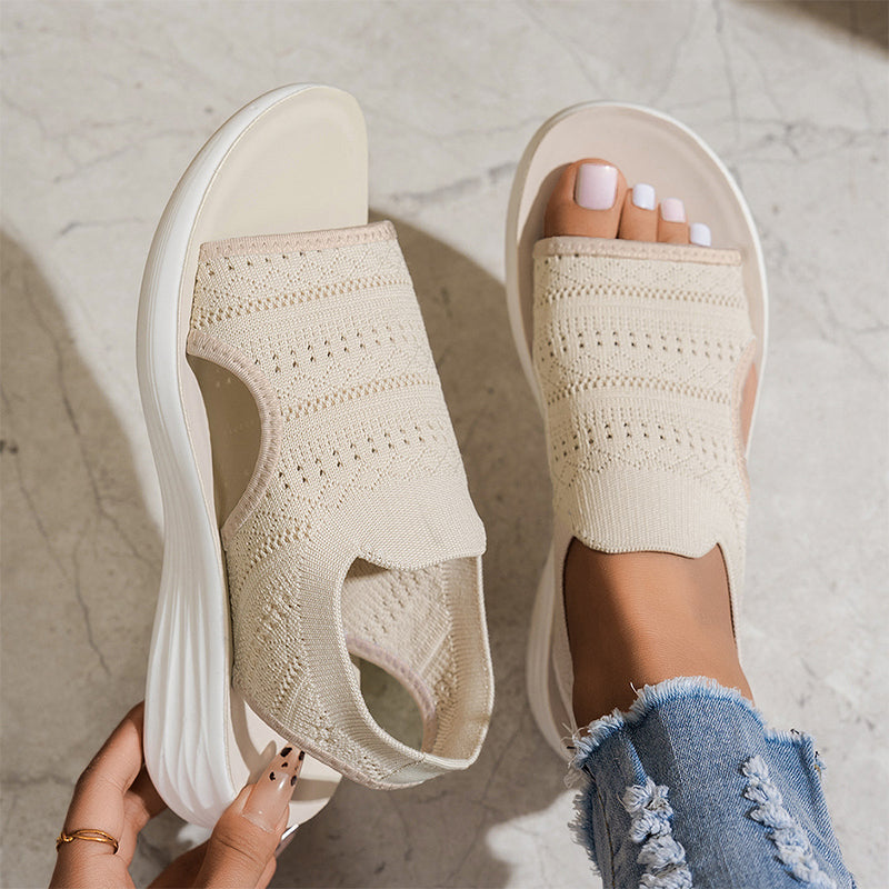 Zina | Atmungsaktive Damen Plateausandalen aus Strickmaterial