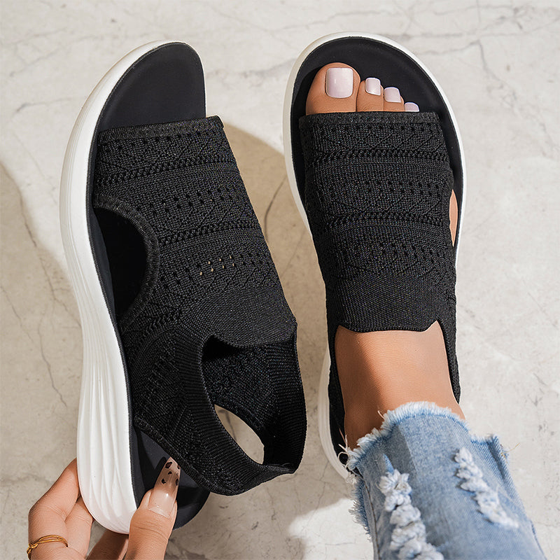 Zina | Atmungsaktive Damen Plateausandalen aus Strickmaterial