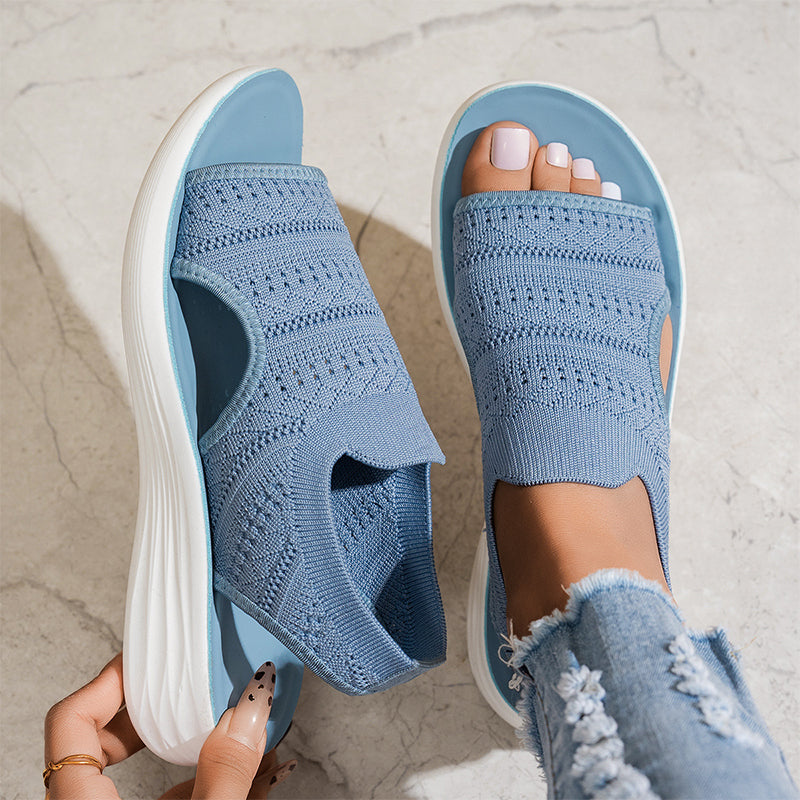 Zina | Atmungsaktive Damen Plateausandalen aus Strickmaterial