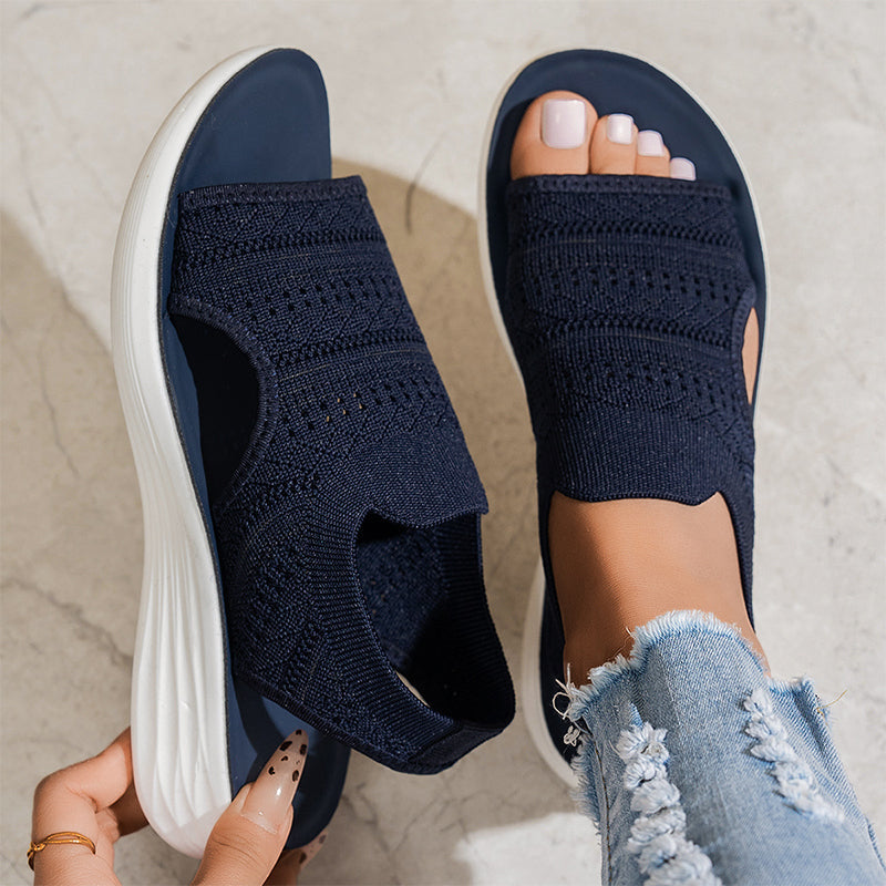 Zina | Atmungsaktive Damen Plateausandalen aus Strickmaterial