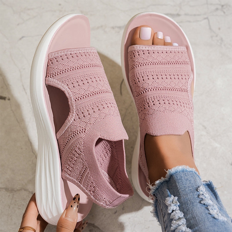 Zina | Atmungsaktive Damen Plateausandalen aus Strickmaterial