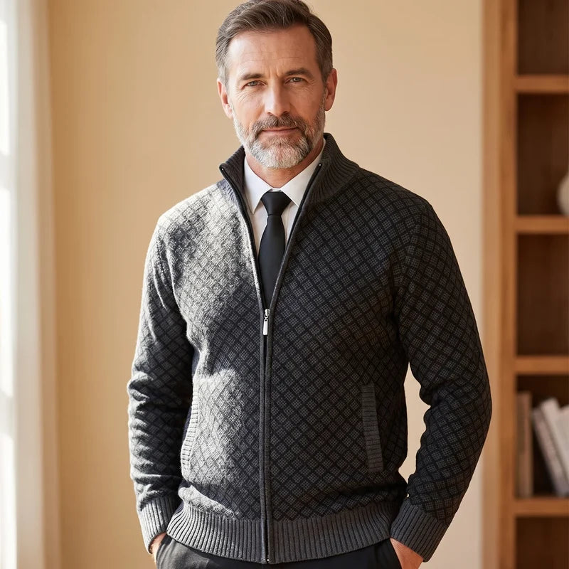 Mark | Diamond-Knit Full-Zip Cardigan
