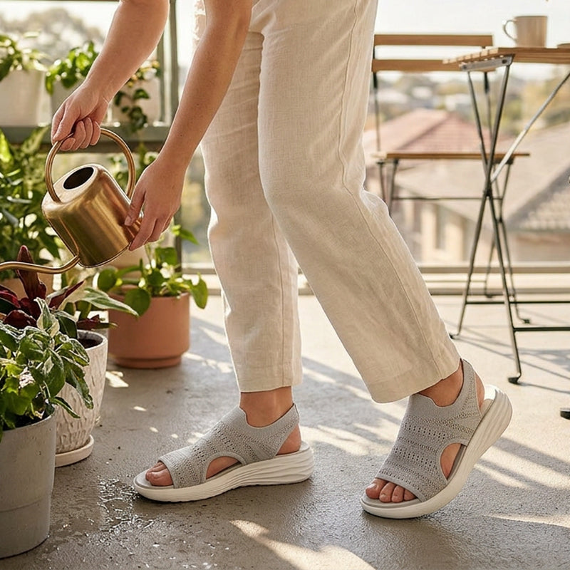 Zina | Atmungsaktive Damen Plateausandalen aus Strickmaterial