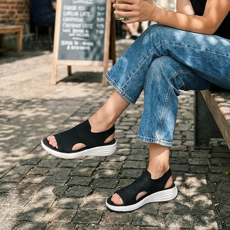 Zina | Atmungsaktive Damen Plateausandalen aus Strickmaterial
