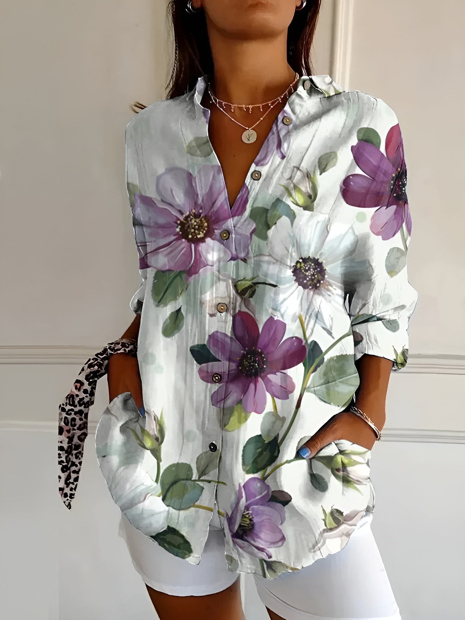MELODIE™ – Elegant Floral Button Shirt