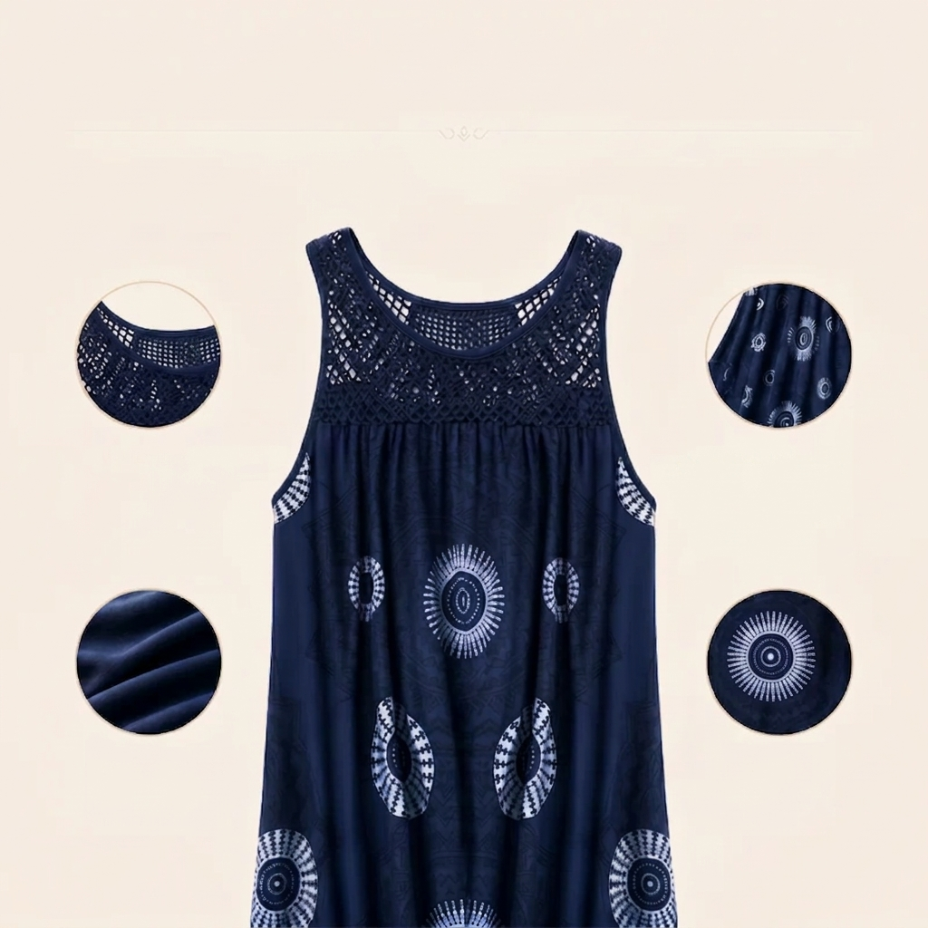 Marisol | Crochet-Trim Print Swing Dress